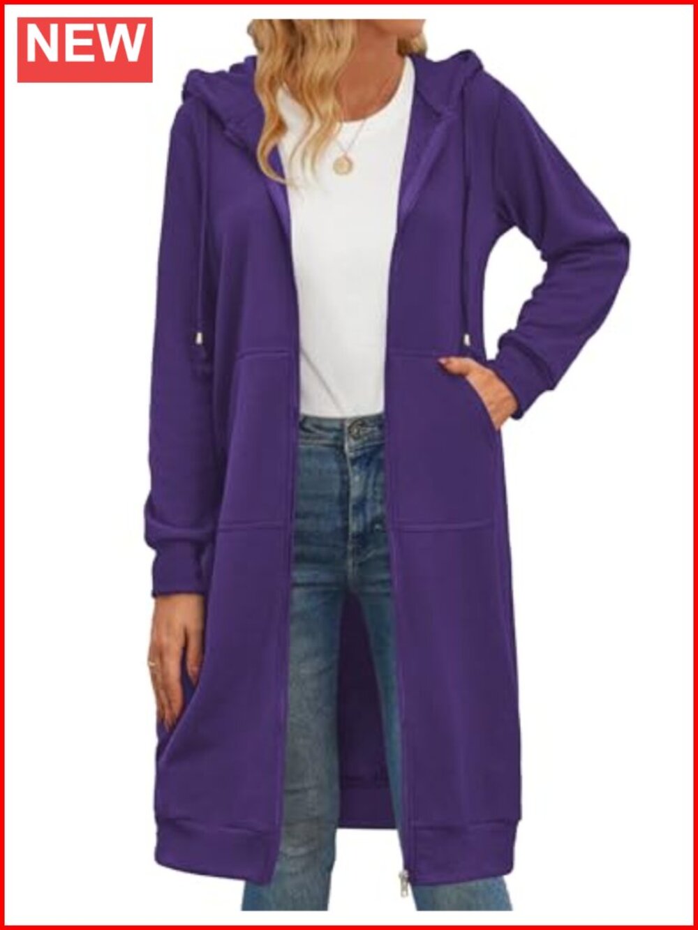 Oversized Fleece Zip Up Hoodie Long Tunic Sweatshirt Women Casual Jacket Coat